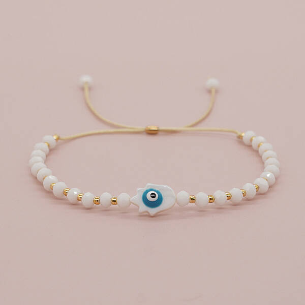 Bohemian Glass Evil Eye Bracelet Handmade Adjustable Beaded Wristband