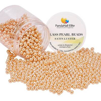 Pearlized Eco-Friendly Dyed Glass Pearl Round Bead