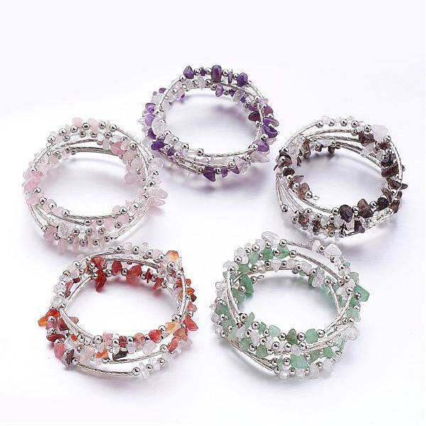 Five Loops Wrap Gemstone Beads Bracelets