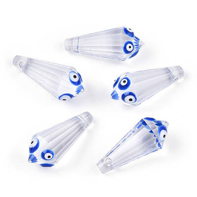 Transparent Glass with Enamel Evil Eye Beads