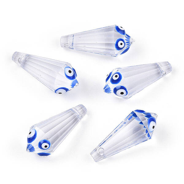 Transparent Glass with Enamel Evil Eye Beads