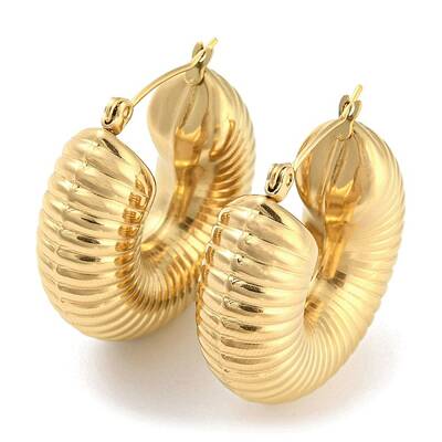 Ion Plating(IP) 304 Stainless Steel Thick Hoop Earrings for Women