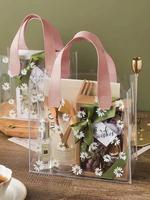 Daisy Pattern Clear Tote Bag, Cute Floral Pattern Transparent Gift Bag, Women's Wedding Birthday Gift Wrapping Bag, Trendy Al...