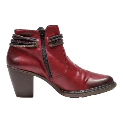 RIEKER Ankle Boots Maroon Leather Womens UK 8