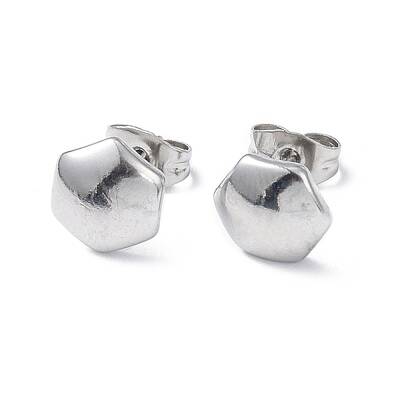 Non-Tarnish 304 Stainless Steel Hexagon Stud Earrings for Women