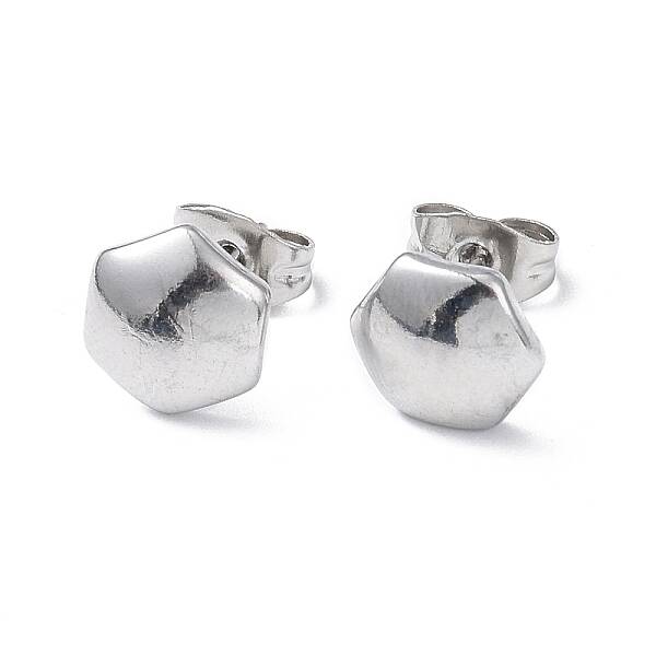 Non-Tarnish 304 Stainless Steel Hexagon Stud Earrings for Women