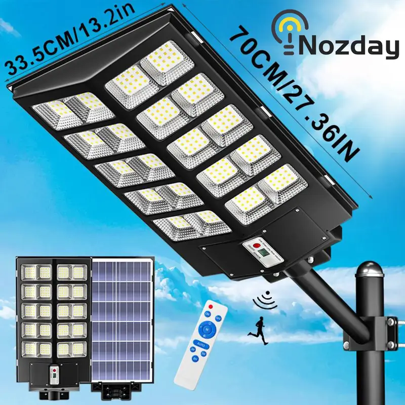 Nozday SL-7200W IP67 320800LM Solar Street Light - Dusk To Dawn Motion Sensor Path Light With Remote Control, Lithium Battery...
