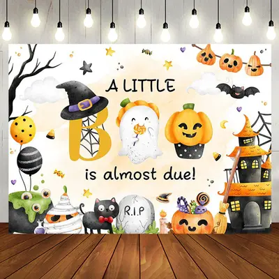 Rip Cute Pumpkin Boo Halloween Baby Shower Backdrop
