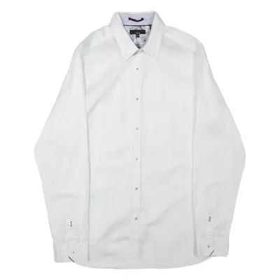 TED BAKER Mens Shirt White Striped Long Sleeve M