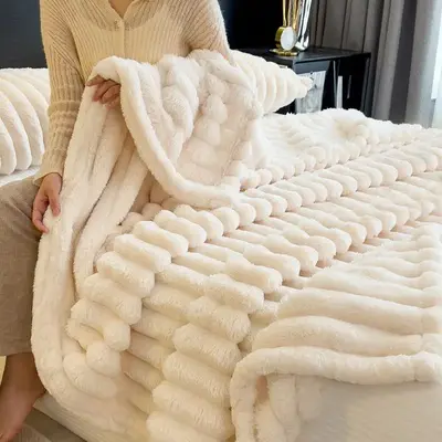 Solid Color Thickened Throw Blanket, 1 Count Soft Comfortable Sofa Blanket without Pillowcase, Warm Home Bedroom Dormitory Of...