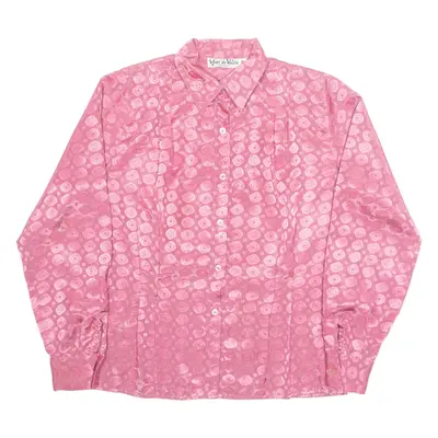 YVES DE VALERE Womens Printed Shirt Pink Collared Long Sleeve Crazy Pattern M