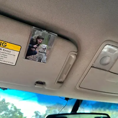 DIY Personalized Photo Car Sun Visor Clip & Decoration - High-Transparency Acrylic, Magnetic Display Frame, Unique Men's Gift...