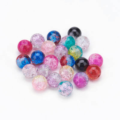 Two Tone Crackle Glass Beads