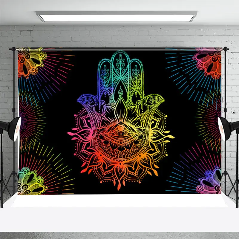 Colorful Hand Feather Tattoo Design Dance Backdrop - Aperturee