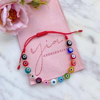 Dainty Multicolor Evil Eye Bracelet - Elegant Design with Colorful Beads