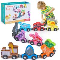 Wooden Train Toy, 1 Set Dinosaur Number Building Blocks Train Toy, Montessori Educational Toy for Teenager, Birthday Gift fo...