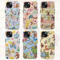 Whimsical Summer Beach Phone Case, Curious George Cover for iPhone 16 Pro Max 15 14 13 12 11 X