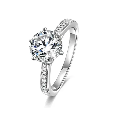 10K White Gold Round Shaped Moissanite Wedding Ring