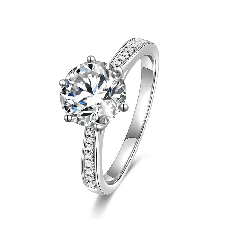 10K White Gold Round Shaped Moissanite Wedding Ring