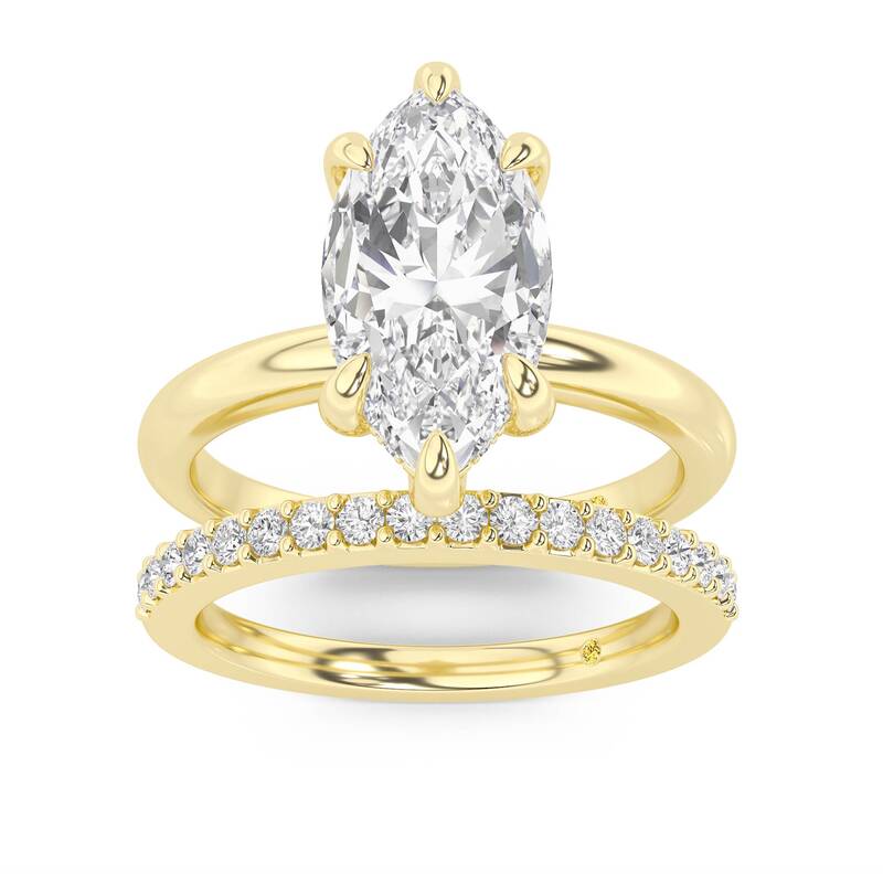 Fez Lab Grown Marquise Diamond Engagement Ring with the Orion Wedding Band | 18K Yellow Gold 2 1/3 ct. tw.