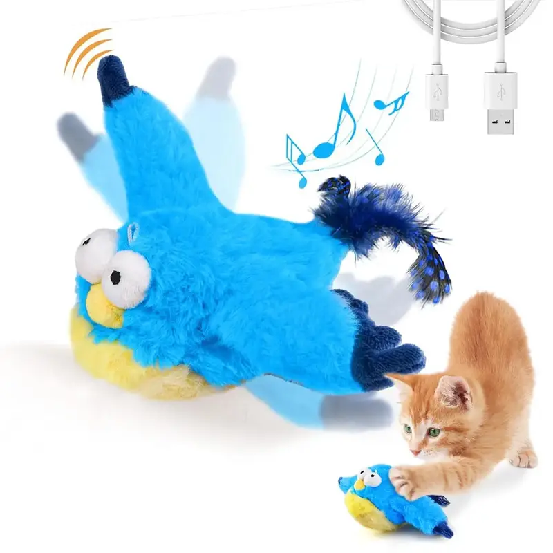 Electric Bird Design Cat Teaser Toy, Rechargeable Lifelike Flapping Bird with Plush Cover, Interactive Cat Toy, Pet Supplies ...