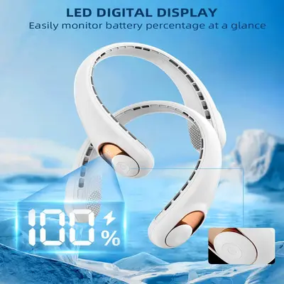 Neck Fan, Portable Neck Fan Rechargeable, 5200mAh Battery Operated, LED Display, 360-Degree Cooling, 3 Speeds, Quite, Bladele...