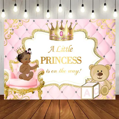 Aperturee Little Princess and Teddy Bear Baby Shower Backdrop