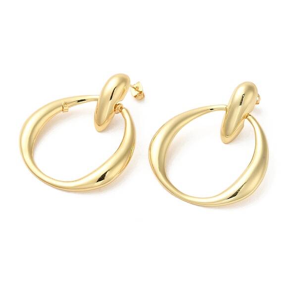 Real 18K Gold Plated Brass Dangle Stud Earrings