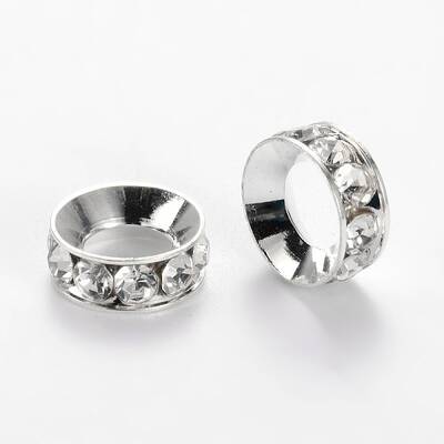 Alloy Rhinestone Rondelle Space Beads