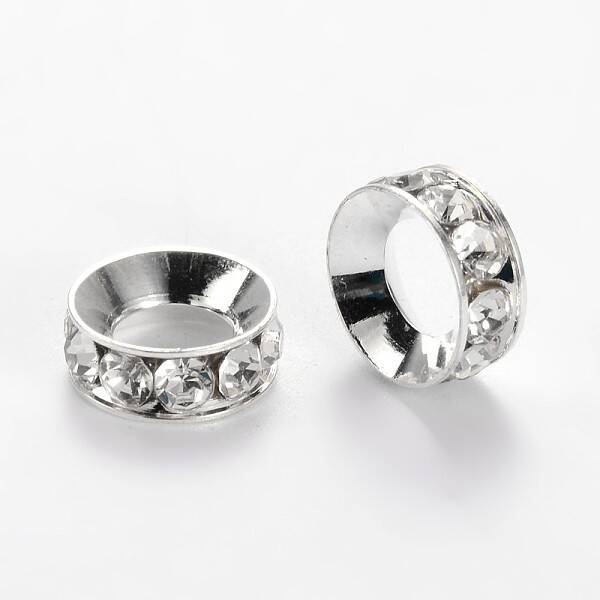 Alloy Rhinestone Rondelle Space Beads