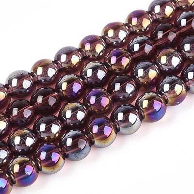 Electroplate Transparent Glass Beads Strands
