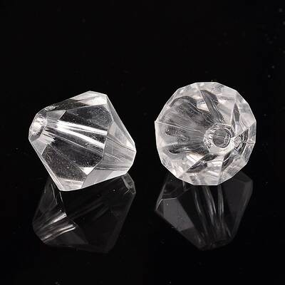 Faceted Bicone Transparent Acrylic Beads