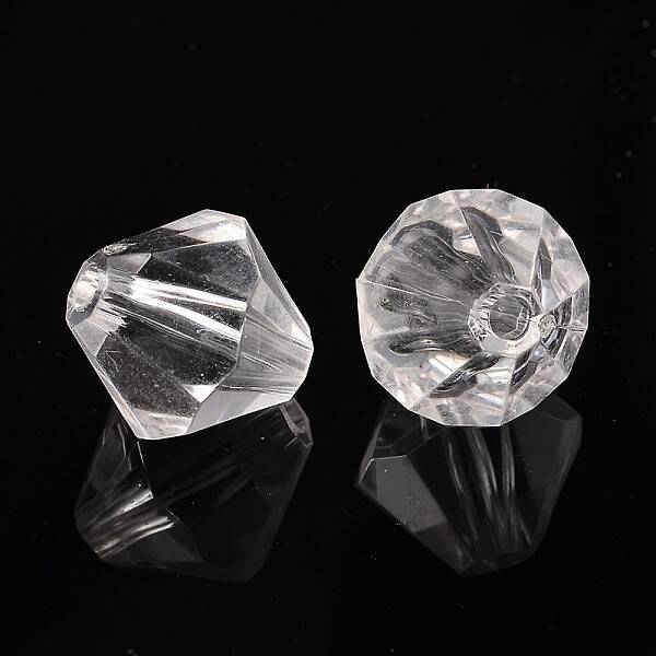 Faceted Bicone Transparent Acrylic Beads
