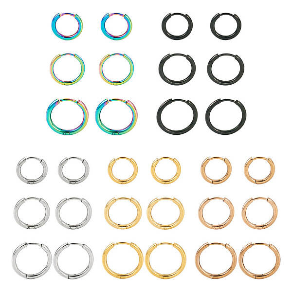 30Pcs 15 Style 316L Surgical Stainless Steel Huggie Hoop Earrings for Girl Women