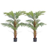 VEVOR Artificial Palm Tree, 4 FT Tall Faux Plant, Secure PE Material & Anti-Tip Tilt Protection Low-Maintenance Plant, Lifeli...