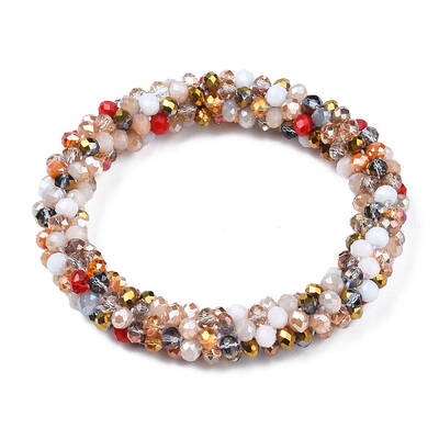 Glass Beaded Crochet Stretch Bracelet