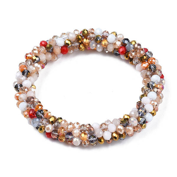 Glass Beaded Crochet Stretch Bracelet