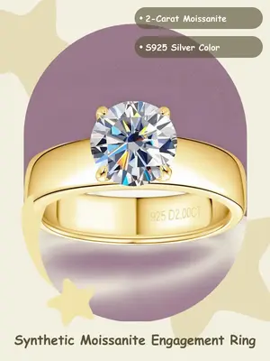 2024 New Style Synthetic Moissanite Ring, S925 Sterling Silver Classic Four Claw Ring, Wedding Ring, Fashion Jewelry Accessor...