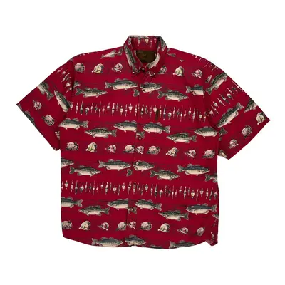 North River Patterned Shirt - Medium Red Cotton