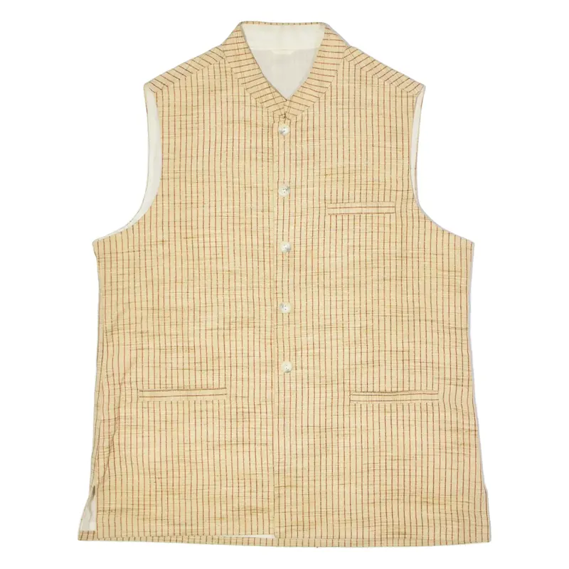 MVB CREATION Womens Blazer Waistcoat Beige 90s Striped XL