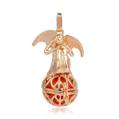 Golden Plated Brass Hollow Round Cage Pendants