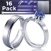 Ring Size Adjuster Kit for Loose Rings  Set of 10 Spiral & 6 Pad Ring Guards  Unisex Ring Tightener for Types Wide Women's Ri...