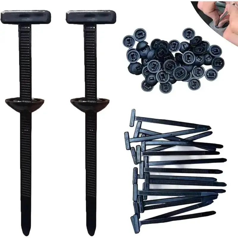 100pcs Nylon Universal Cable Tie Buckle, CableTie with Buckle, Multipurpose Plastic Cable TiesBuckles Tool for Car Daily Repa...