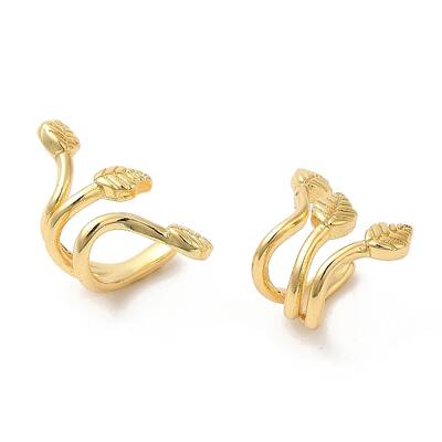 Rack Plating Brass Leaf Asymmetrical Earrings