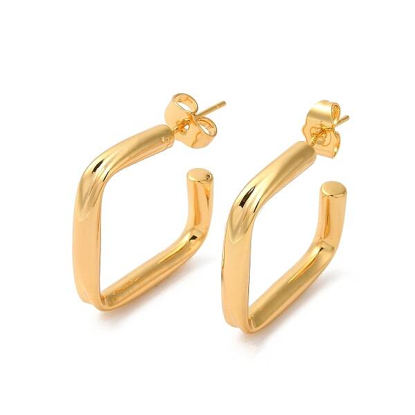 Rack Plating Brass Rectangle Stud Earrings