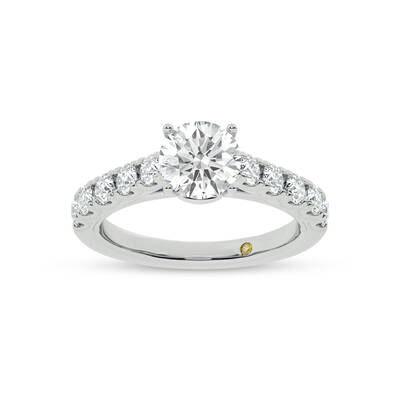 Reno Pavé Set Round Lab Grown Cathedral Diamond Engagement Ring | 18K White Gold 4 5/8 CT. TW.