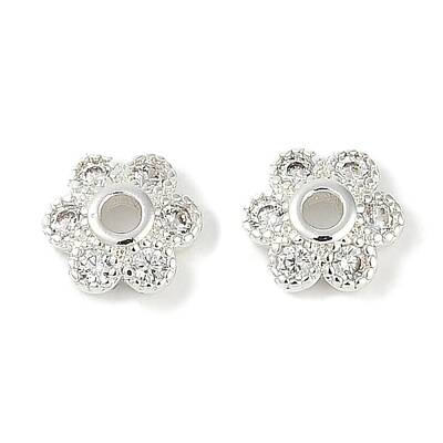 Brass Micro Pave Clear Cubic Zirconia Bead Caps