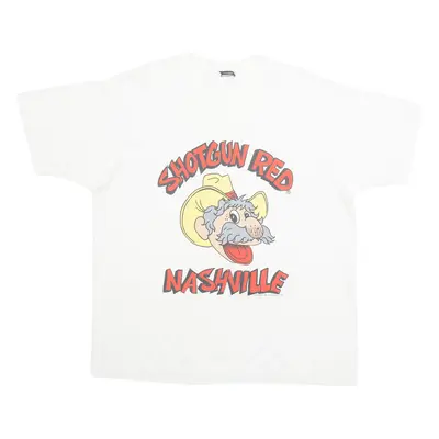 SCREEN STARS BEST Shotgun Red Nashville Mens T-Shirt White 90s USA 2XL