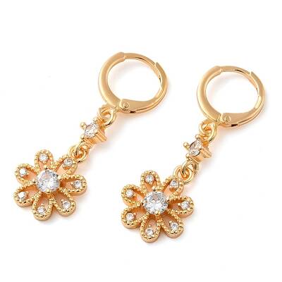 Rack Plating Golden Brass Dangle Leverback Earrings