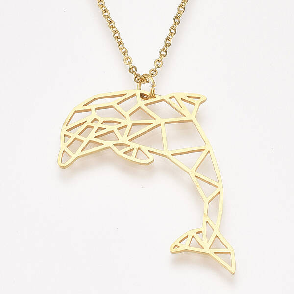 201 Stainless Steel Dolphin Pendant Necklaces